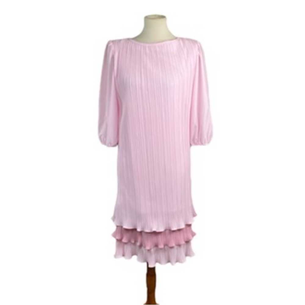Vintage Good Times pink layered accordion fabric dress size 9/10